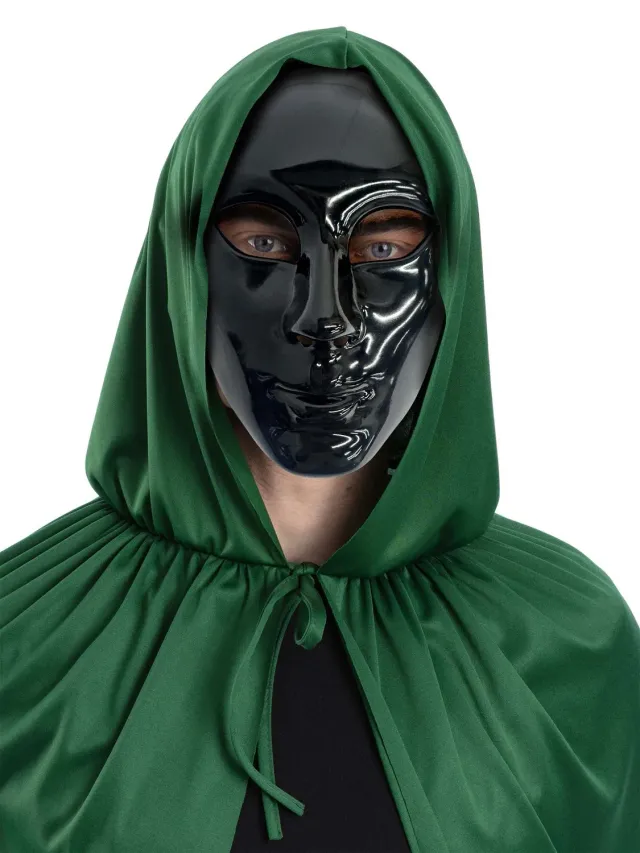 Smiffys Masquerade maschera nera volto intero Carnevale