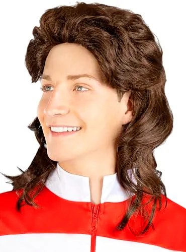 Funidelia Anni 80 Mullet parrucca nera uomo rock