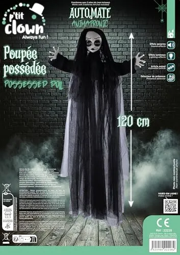 P'tit Clown 22228 bambola maledetta Halloween 120 cm animatronic