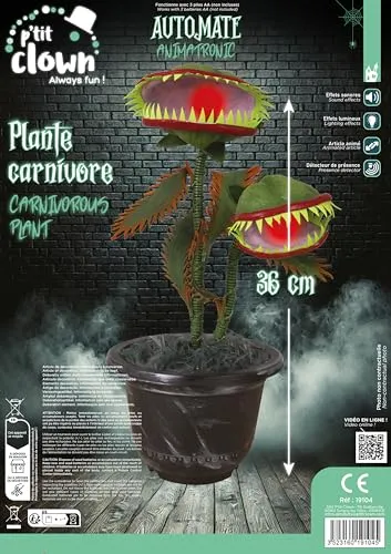 P'tit Clown 19104 pianta carnivora animatronic 36 cm sonora luminosa