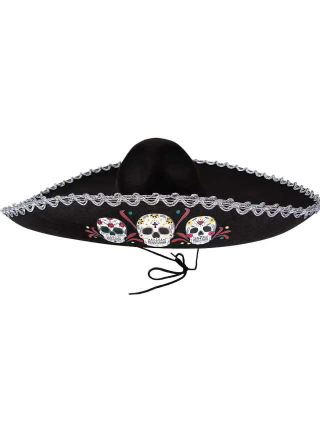 Funidelia Teschio Messicano cappello mariachi nero adulto