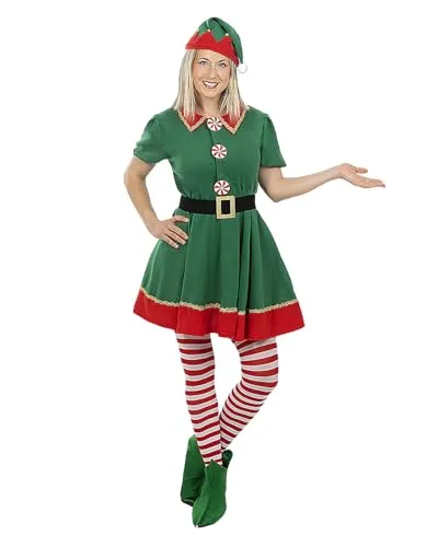 Funidelia Elfo collant donna rossi Natale poliestere