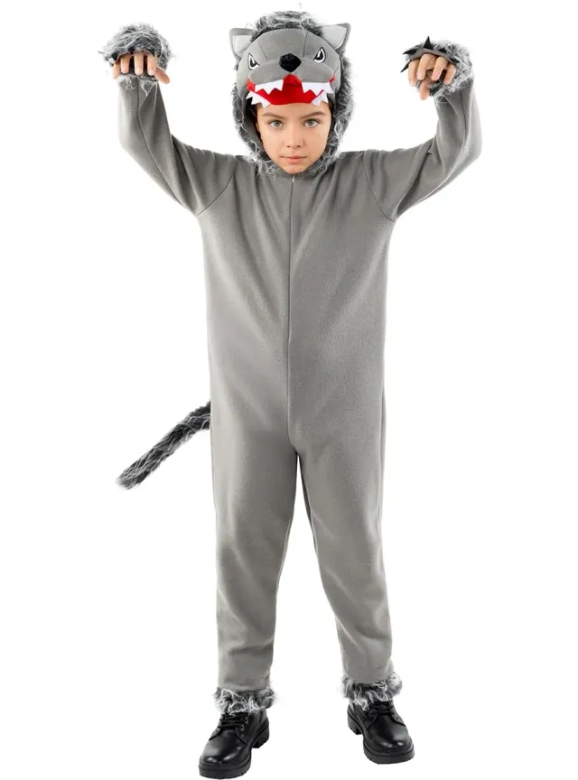 Funidelia Lupo Grigio Costume Bambino 3-4 Anni pelo