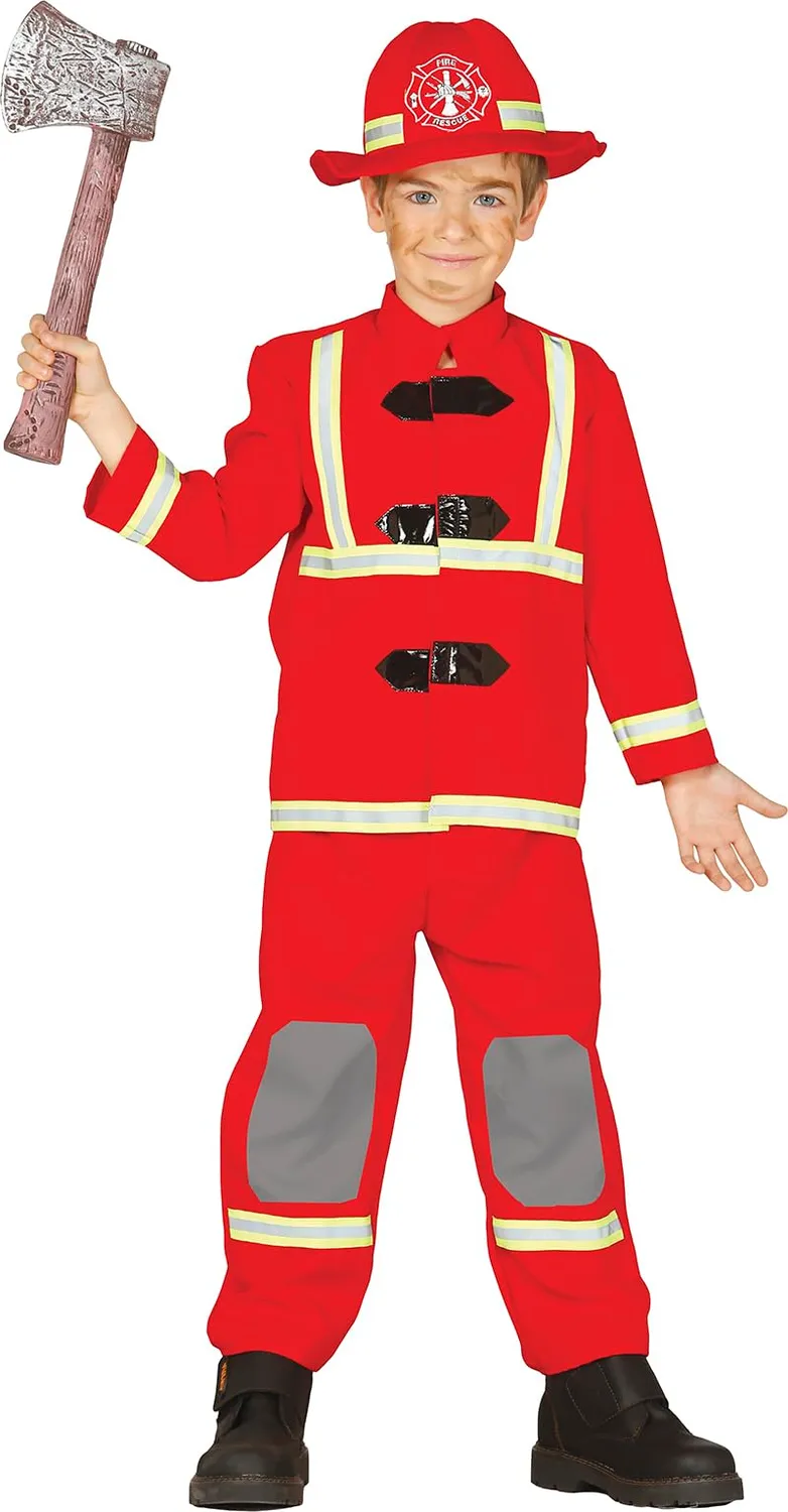 Guirca Costume Pompiere Rosso 5-6 Anni 3 Pezzi