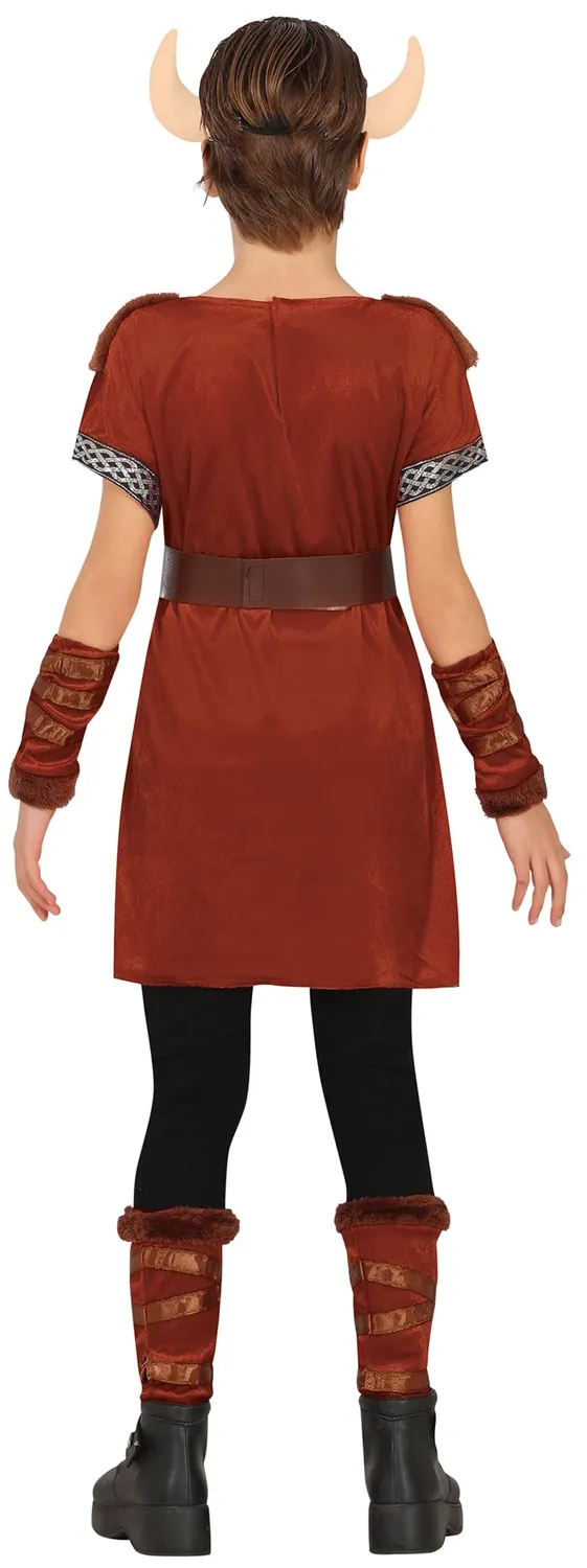 Guirca Guerriero Nordico costume bambina 7-9 anni marrone