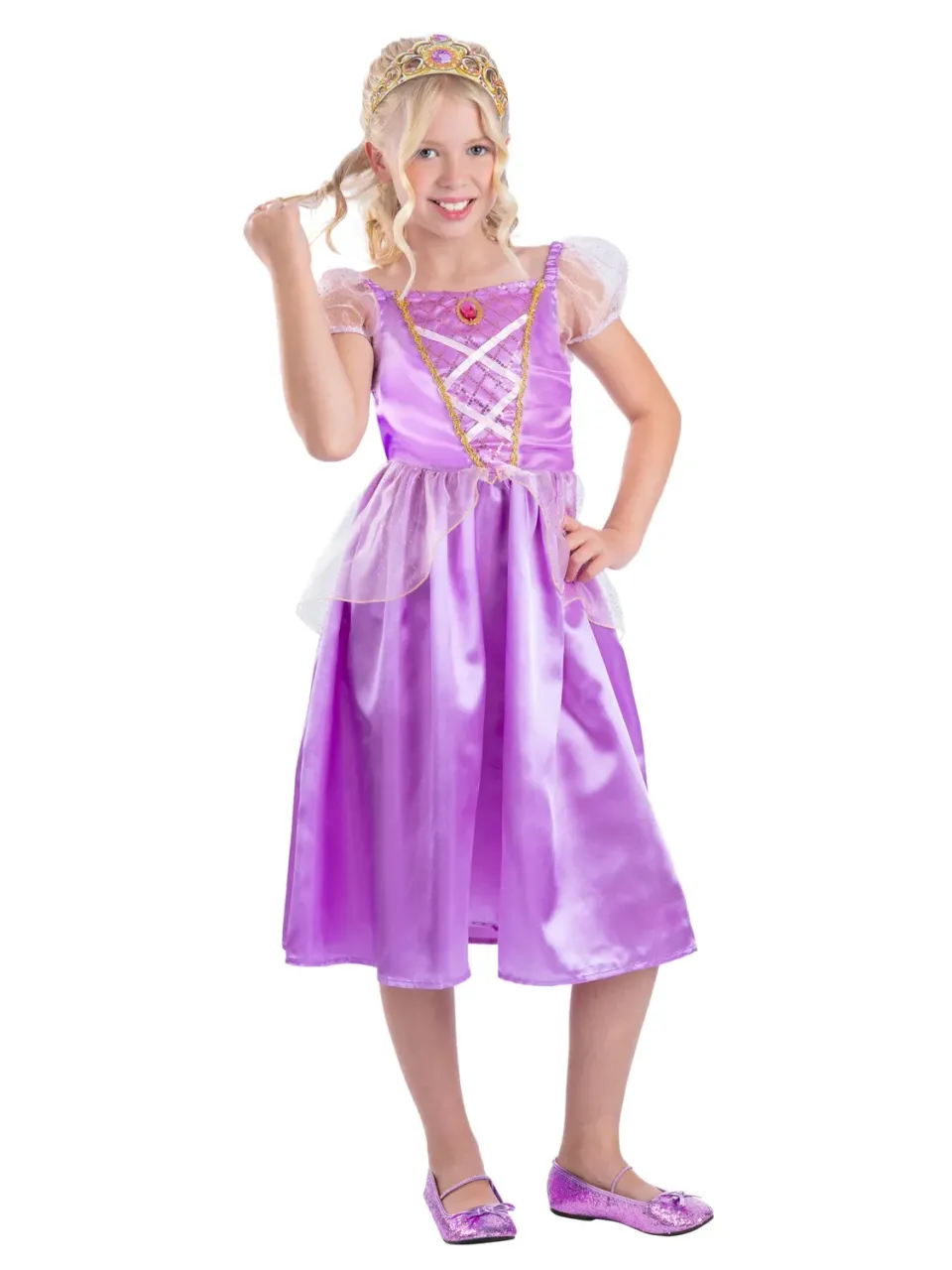 Smiffys Purple Princess costume viola 7-9 anni con tiara