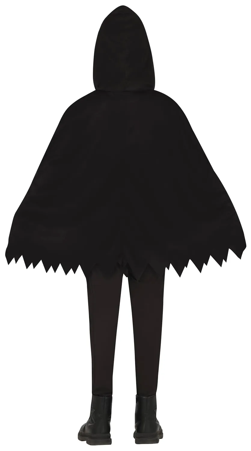 Fiestas Guirca poncho scheletro bambini nero con cappuccio