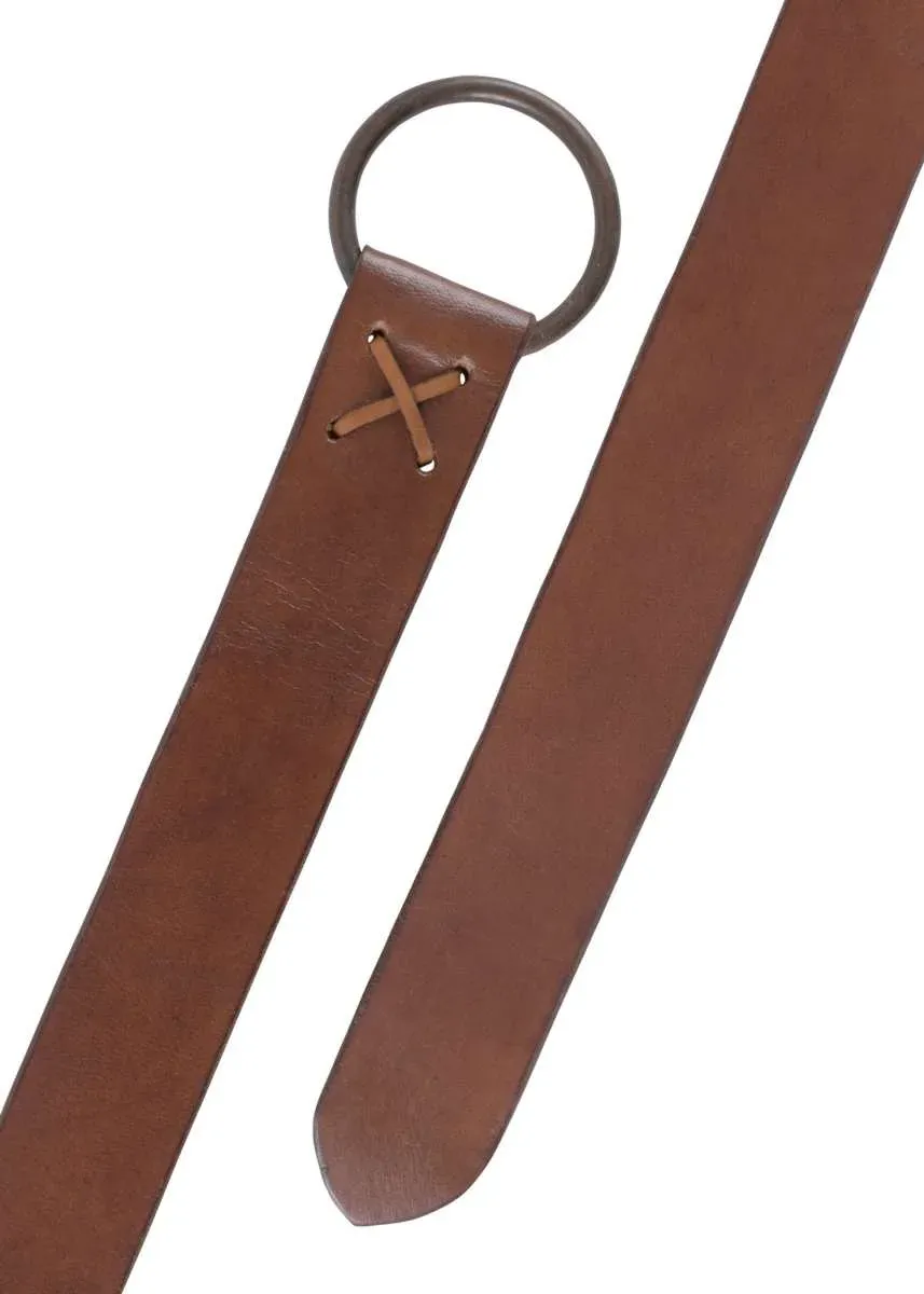 La Bottega di Merlino Cintura Pelle Anello Ottone Marrone 150cm