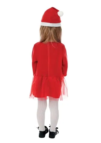 P'tit Clown Miss Santa Costume Mamma Natale Tutù 5-6 Anni Rosso