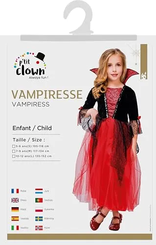 P'tit Clown Vampiro costume bambina rosso 7/9 anni
