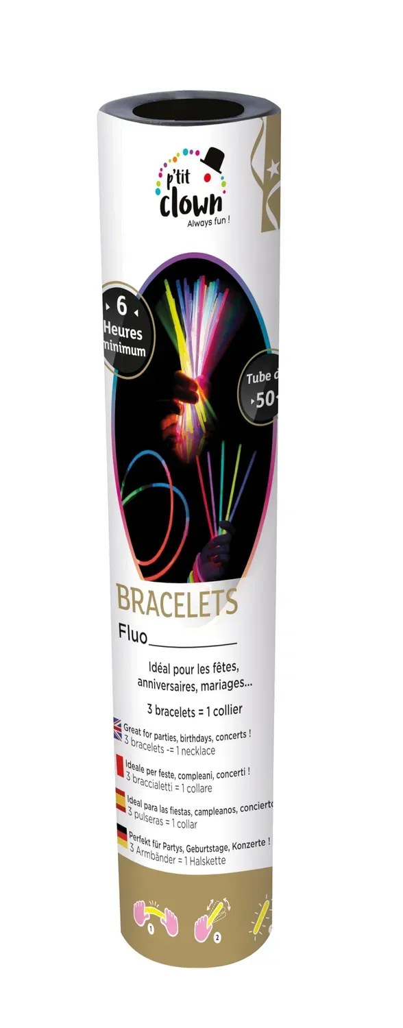 P'tit Clown 14700 Braccialetti Luminosi 20 Cm 50 Pezzi Assortiti