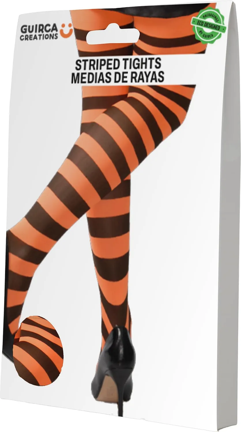 Guirca Collant a Righe Donna Arancio Nero per Carnevale