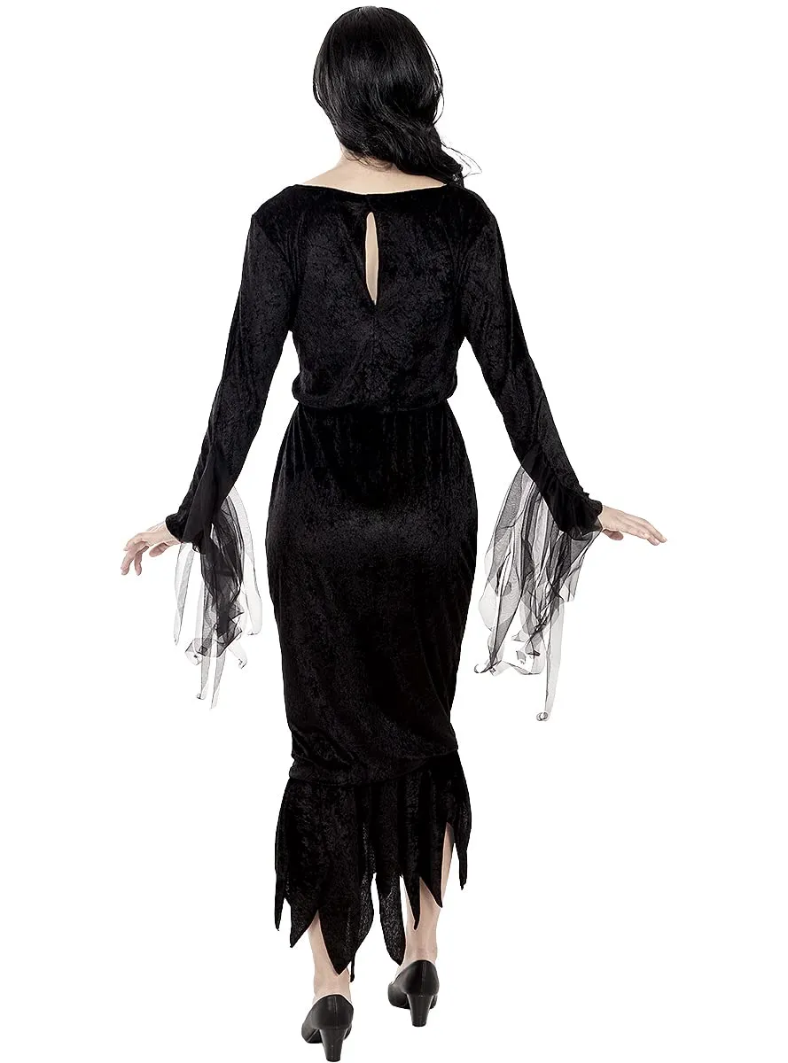Funidelia Morticia Addams parrucca donna nera liscia