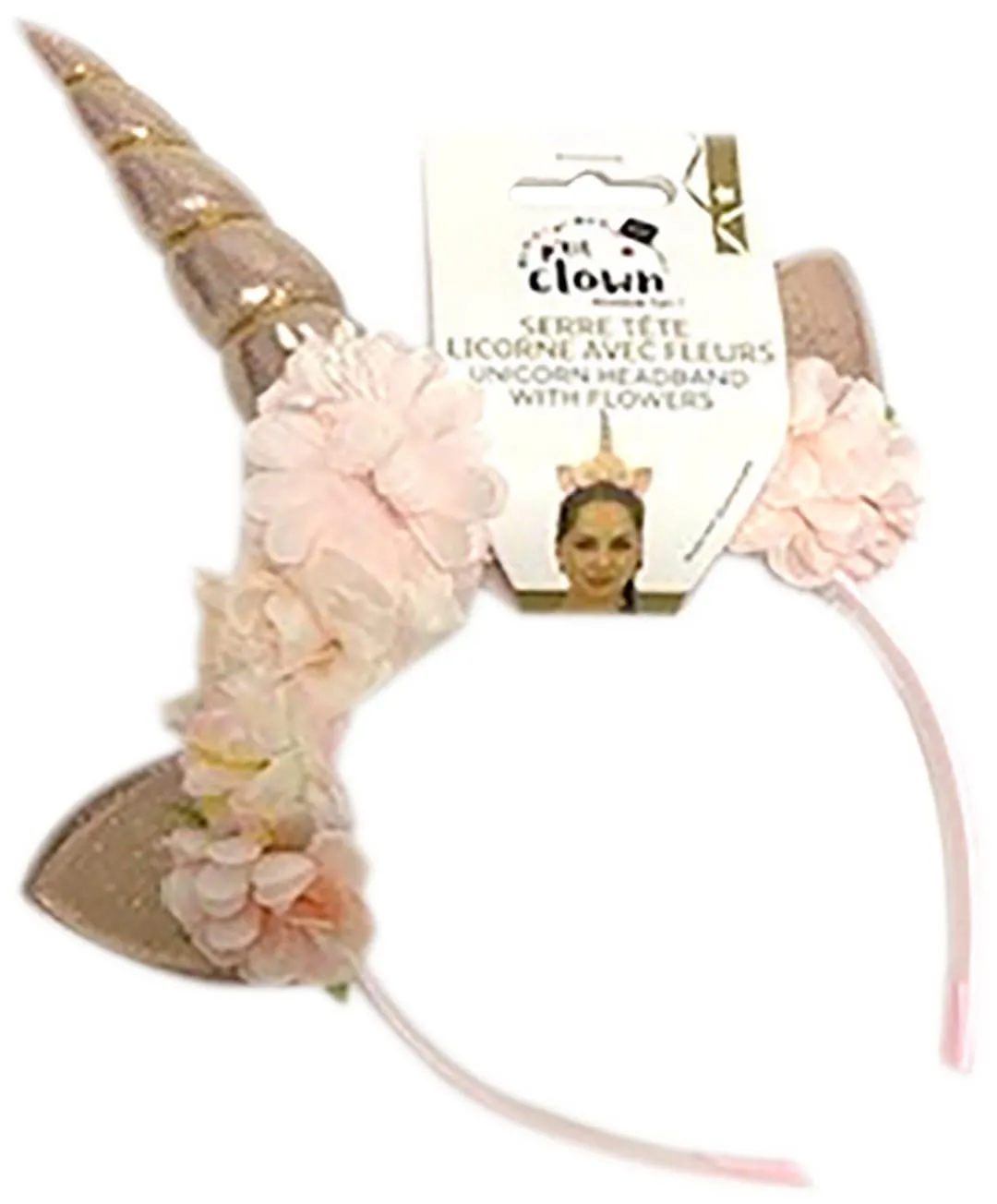 P'tit Clown 23821 cerchietto unicorno rosa con fiori
