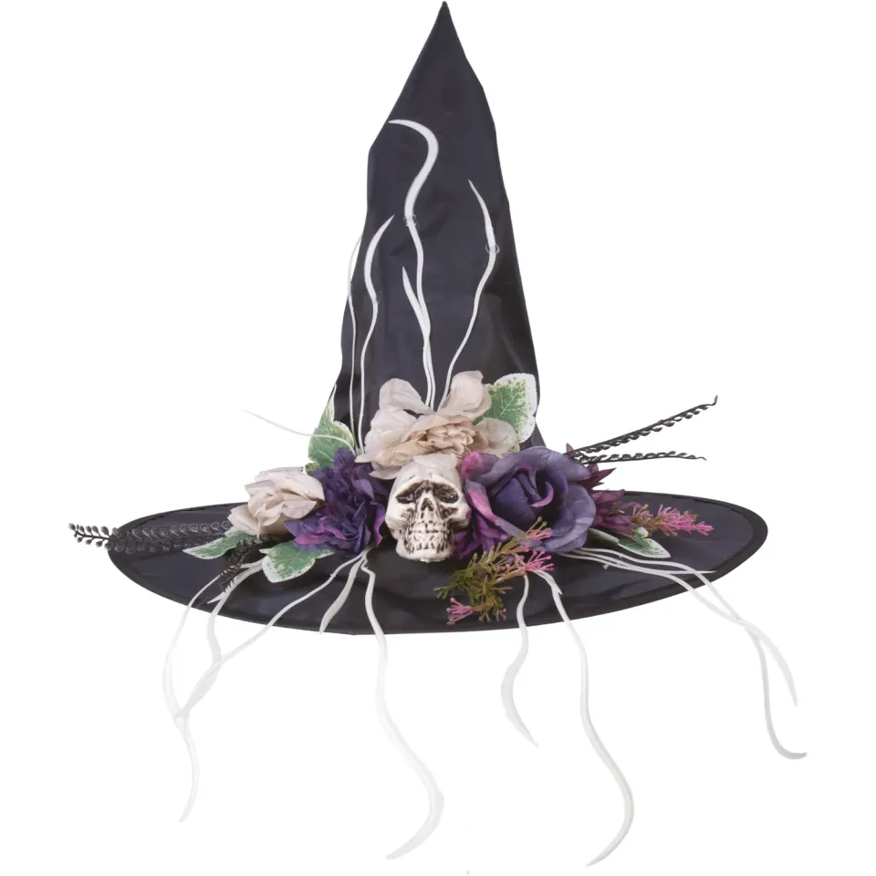 P'tit Clown cappello strega Halloween adulto floreale nero