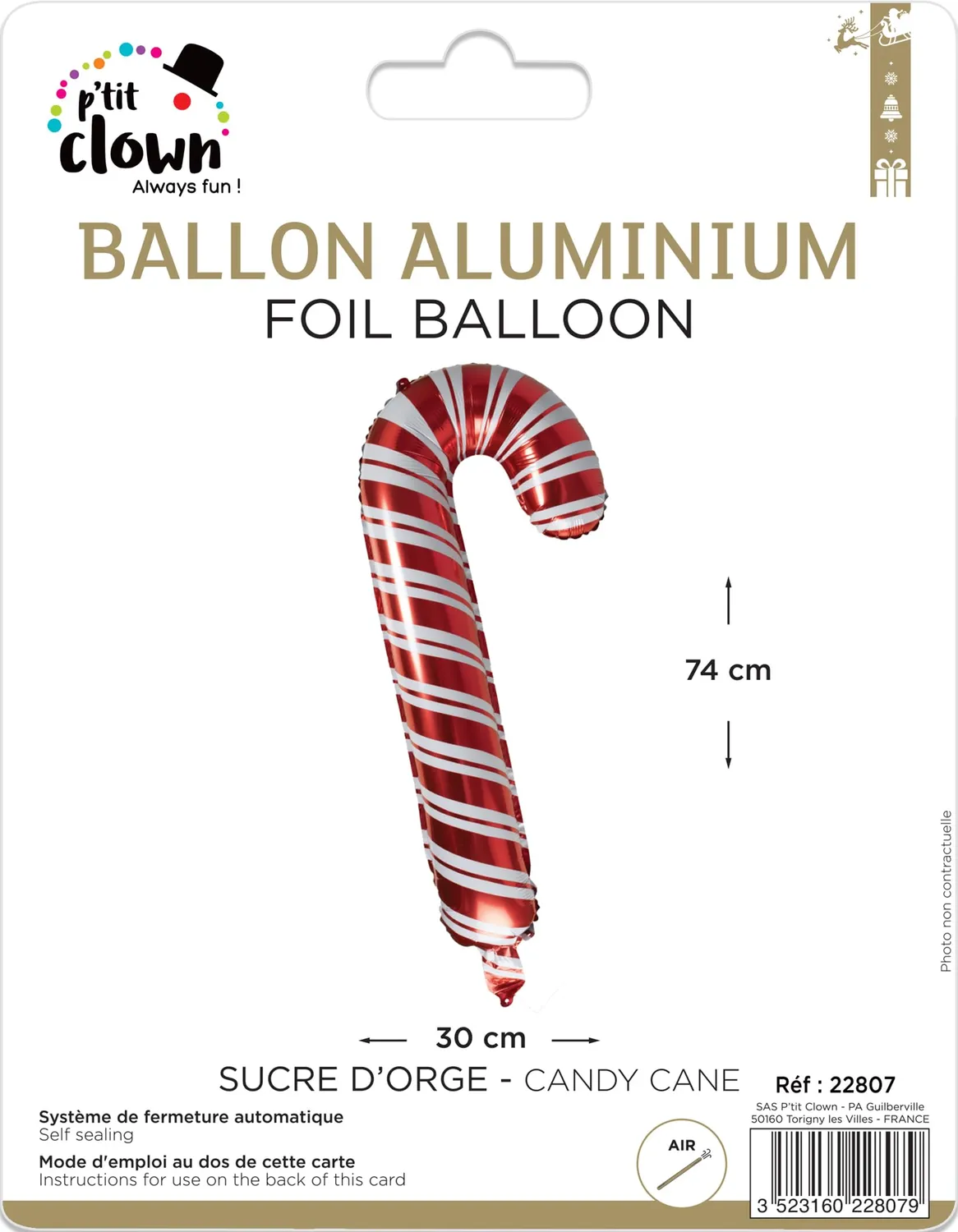 P'tit Clown Re22807 palloncino zucchero d'orzo 74 cm