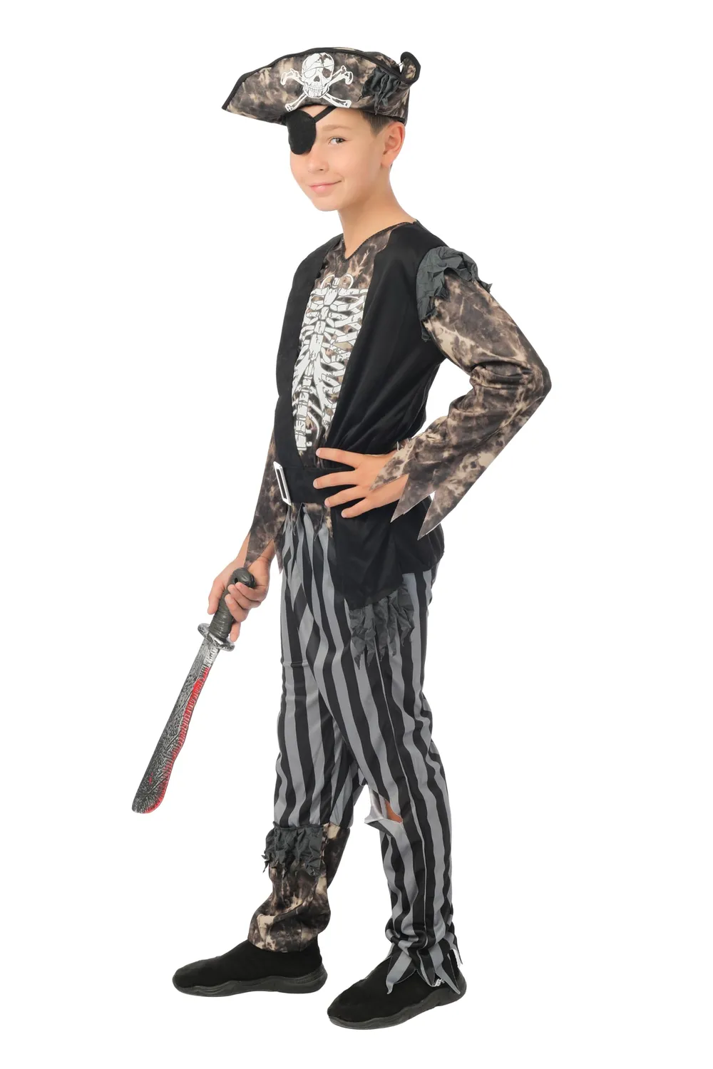 P'tit Clown costume pirata scheletro bambino con cappello