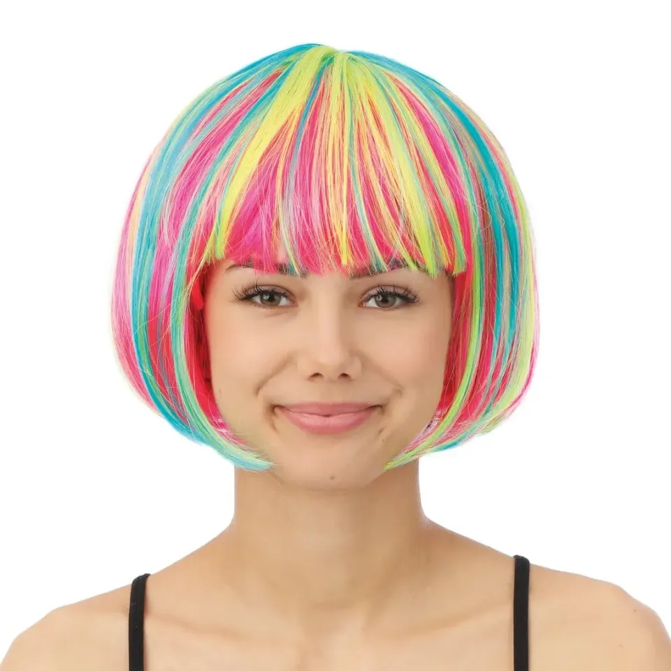 P'tit Clown Cabaret parrucca caschetto multicolore fluo