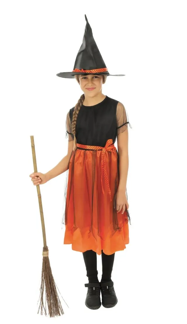 P'tit Clown re77028 costume strega bambina arancione 10/12 anni