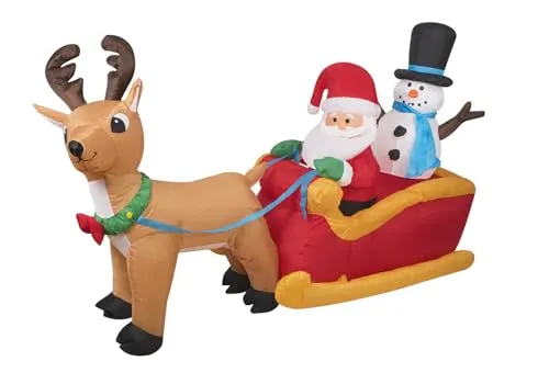 P'tit Clown re91707 Babbo Natale Slitta Gonfiabile 1,45m LED
