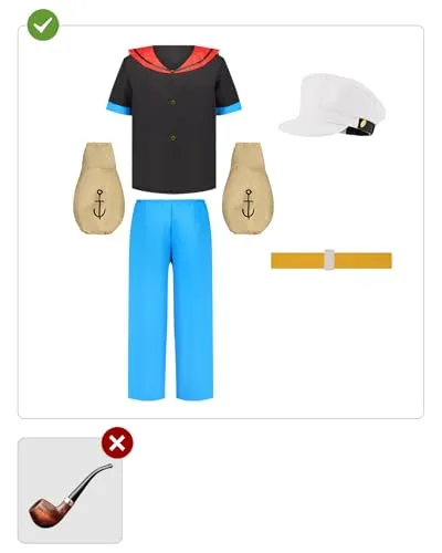 Funidelia Costume Braccio di Ferro Uomo L con Cappello