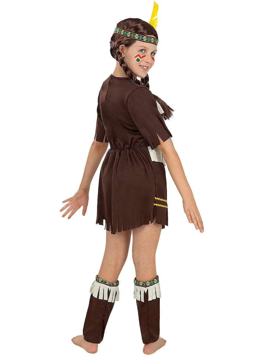 Funidelia Costume Nativa Bambina 3-4 Anni Marrone