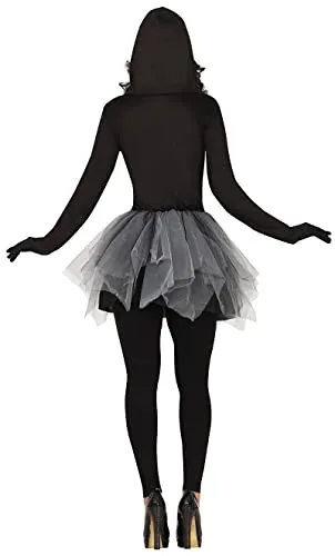 Guirca Scheletro Incappucciato costume donna S tulle nero