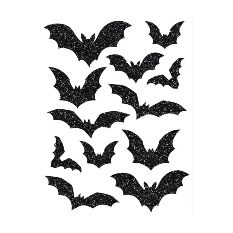Fiestas Guirca Pipistrello adesivo glitter 30x40 cm nero