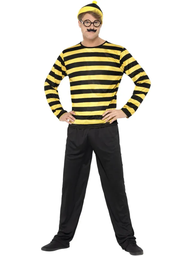 Smiffys Where's Wally Odlaw costume uomo M giallo nero