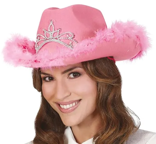 Fiestas Guirca cappello cowgirl rosa con marabou diadema