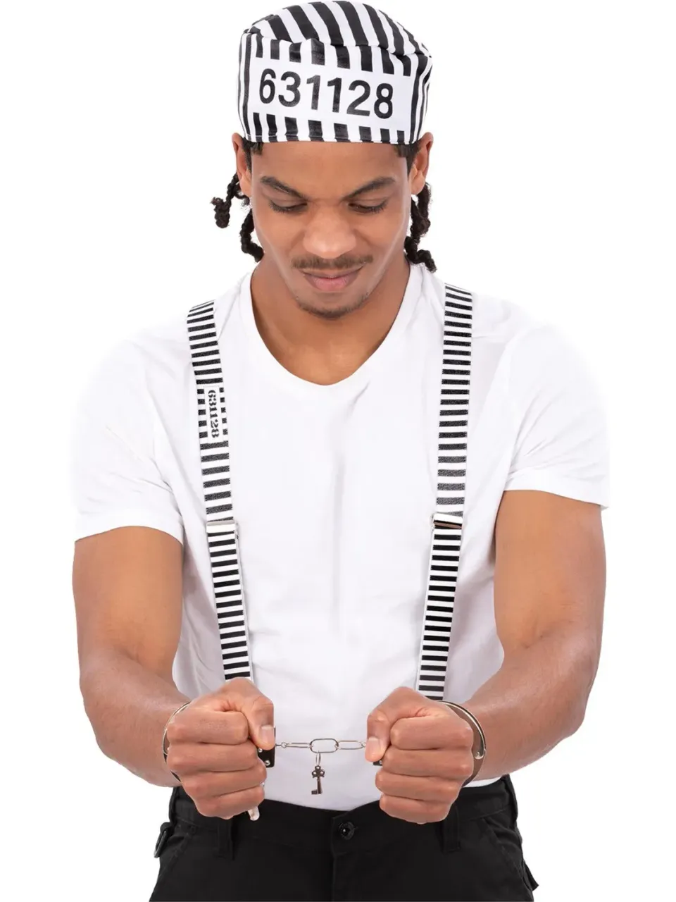 Smiffys Prisoner kit carcerato unisex a righe con manette
