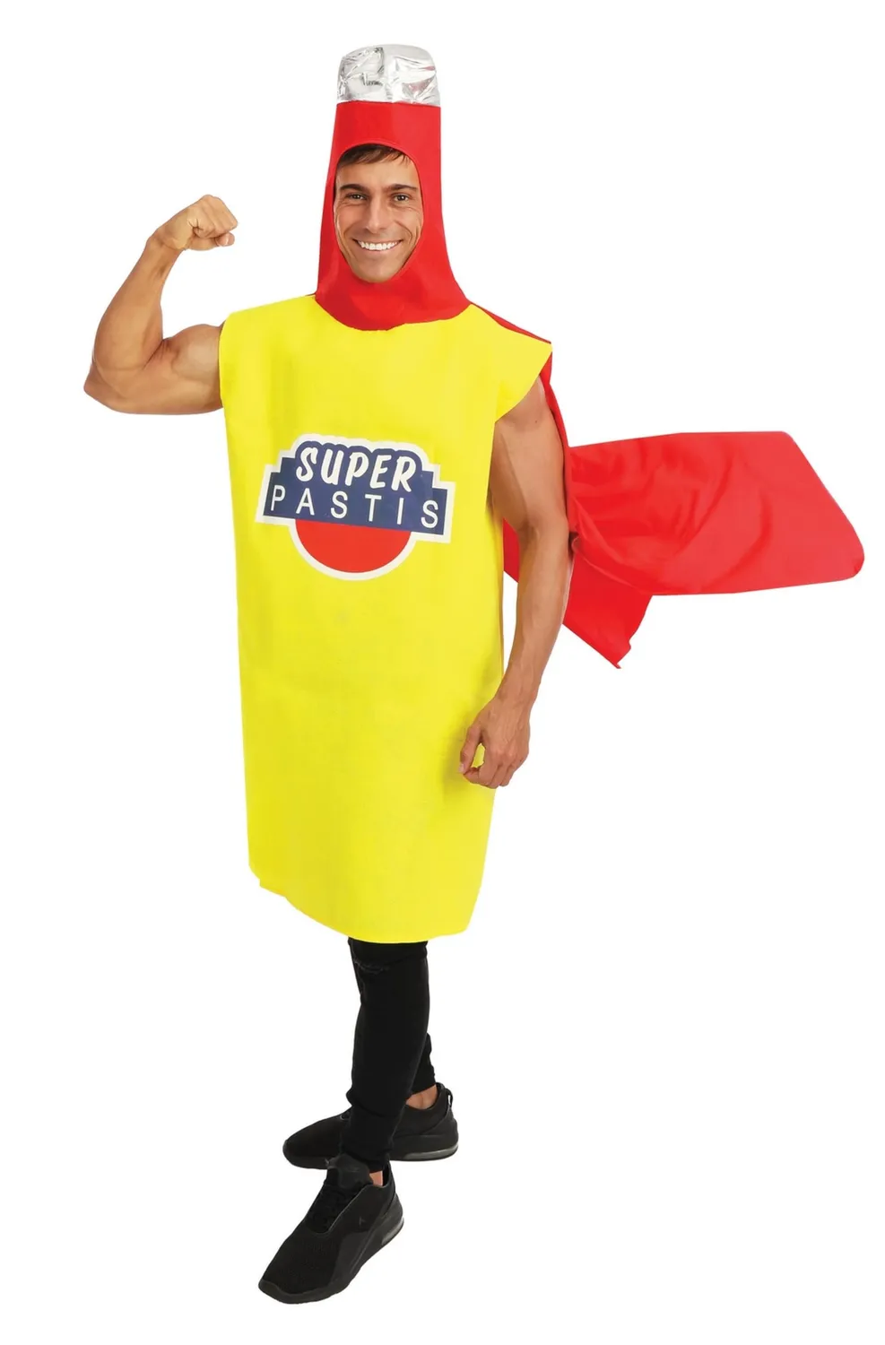 P'tit Clown Super Pastis 46052 costume bottiglia adulto giallo taglia unica