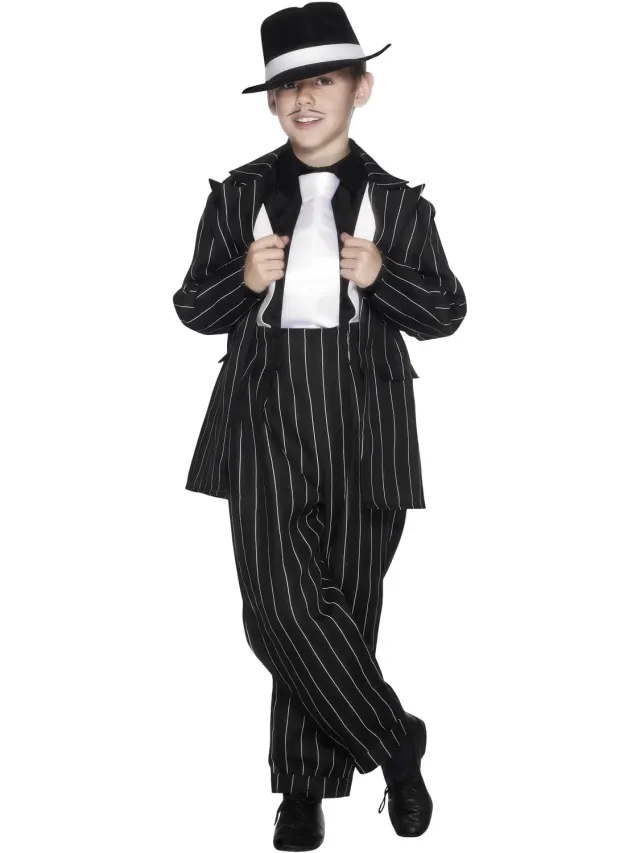 Smiffys Zoot Suit costume bambino 7-9 anni gessato