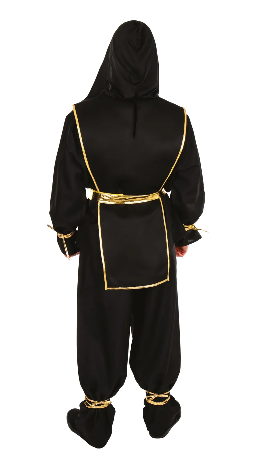 P'tit Clown Costume Ninja Adulto Nero Oro L-XL Poliestere