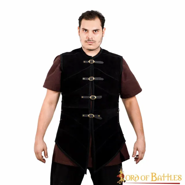 La Bottega di Merlino Giacca Pirata Pelle Nera Scamosciata