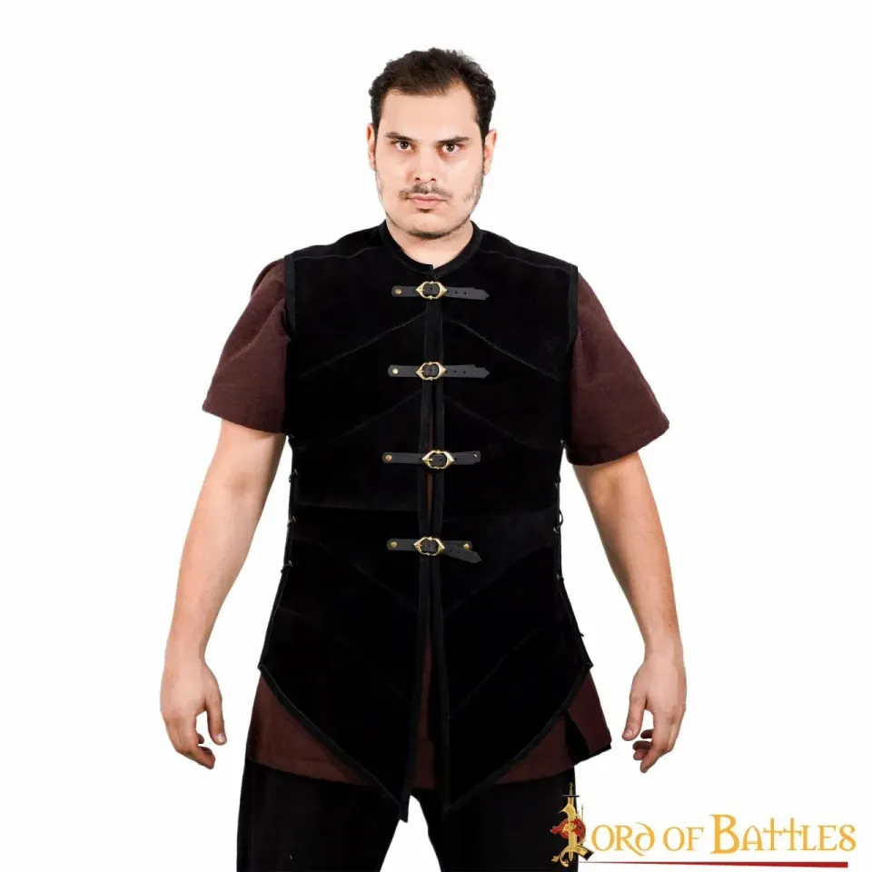 La Bottega di Merlino Giacca Pirata Pelle Nera Scamosciata