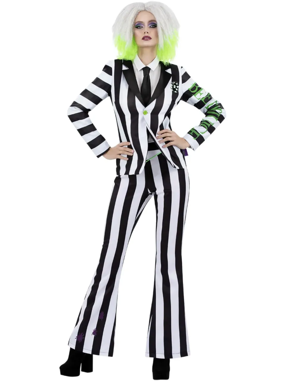 Smiffys Beetlejuice Costume Donna Giacca Pantaloni a Righe