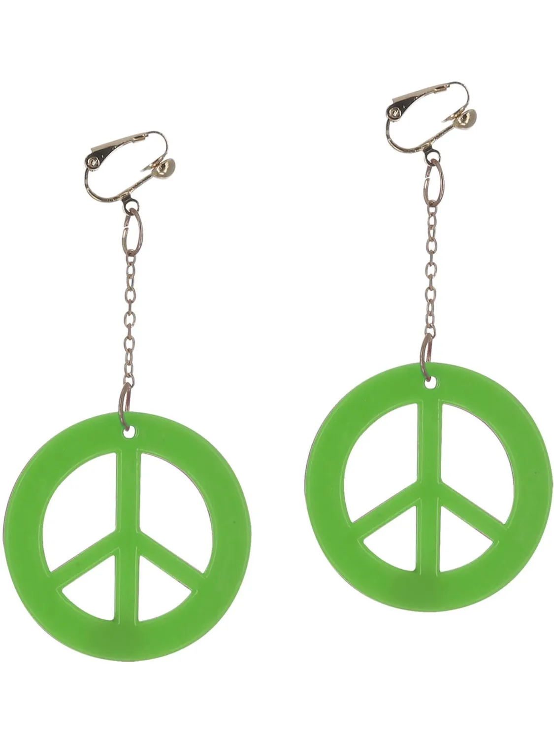 Smiffys CND orecchini pace verde neon clip hippie