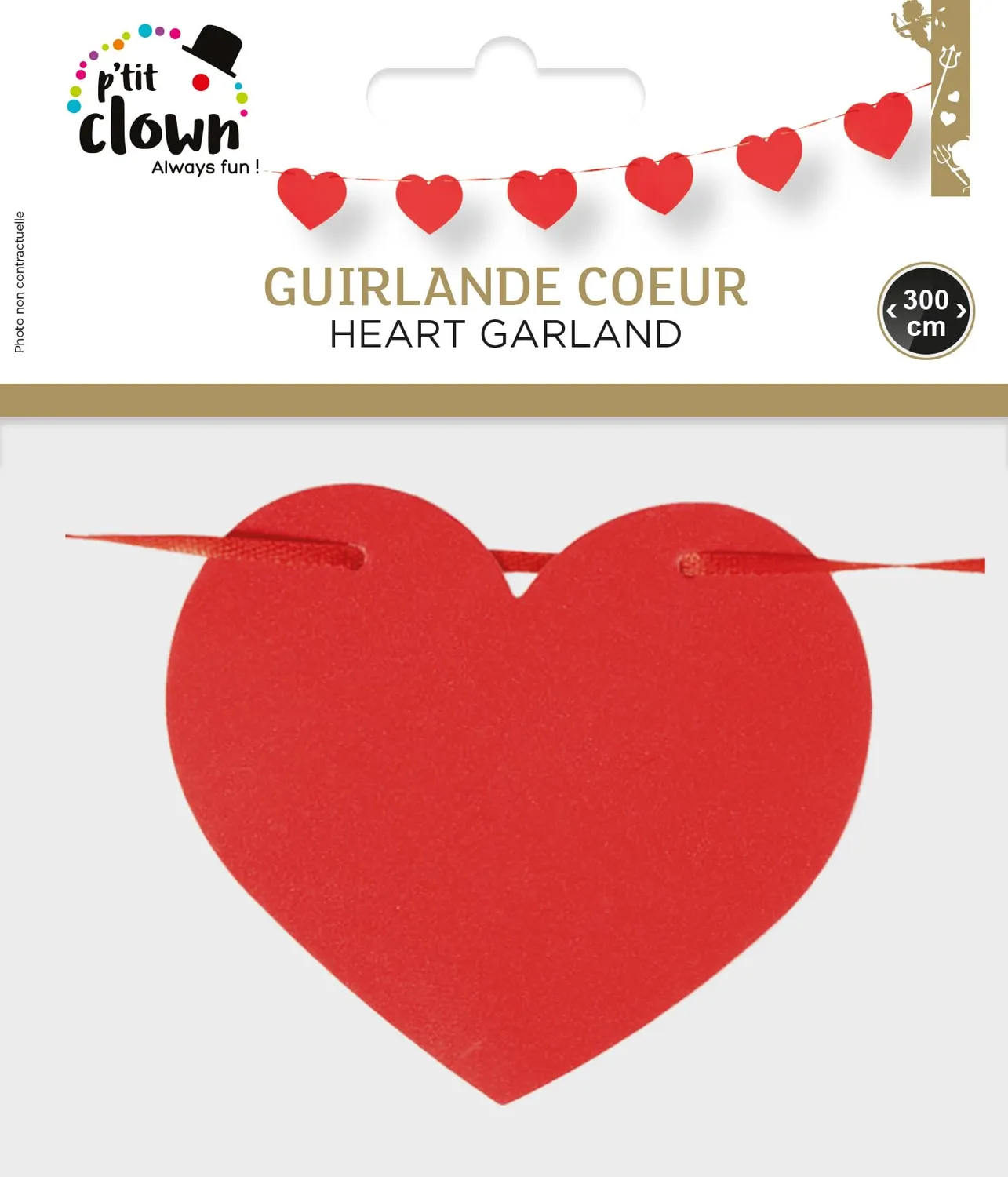 P'tit Clown 23268 Ghirlanda Cuori Rossi 3 m Carta