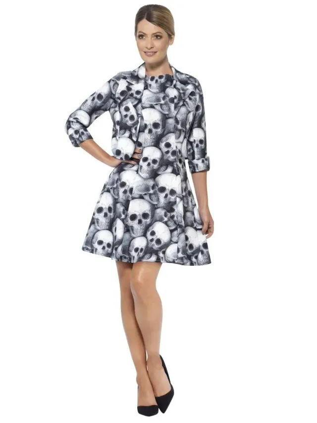 Smiffys Skeleton Suit costume scheletro donna M con vestito