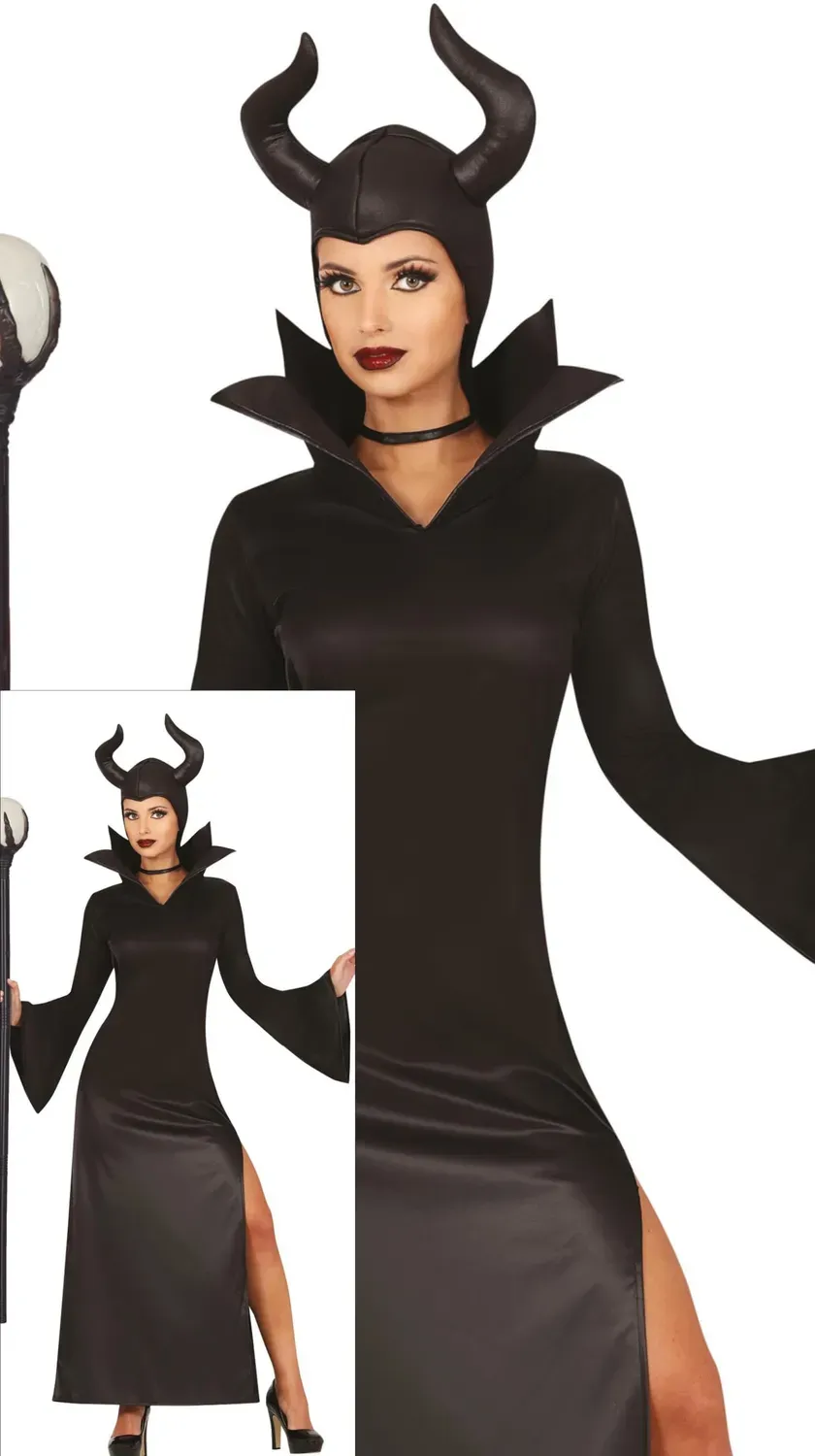 Guirca Costume Fata Malevola con Corna Donna S Nero