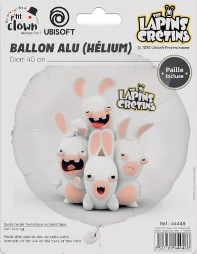 P'tit Clown Conigli Cretins palloncino alluminio 8 cm compleanno