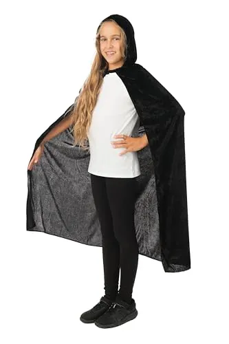 P'tit Clown Mantello Velluto Cappuccio Nero Bambino 100 Cm