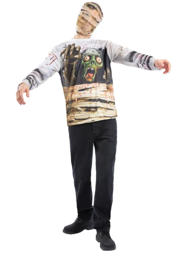 Smiffys Kit Mummia Zombie Top Maschera Uomo Halloween