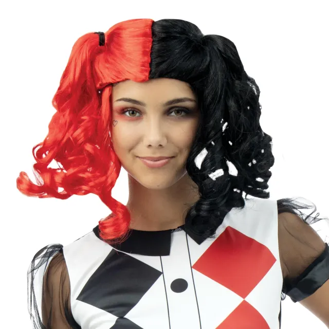 P'tit Clown Parrucca arlecchino donna nero rosso