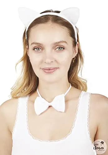 P'tit Clown set gatto bianco accessori costume