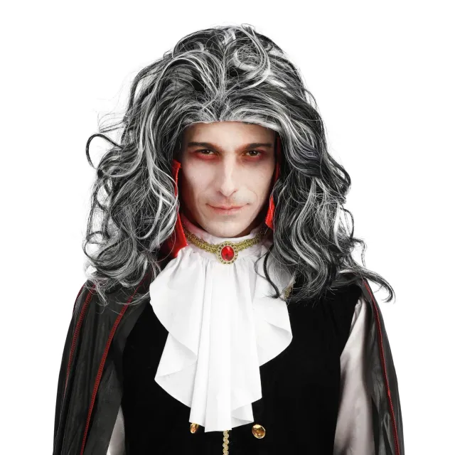 P'tit Clown re22185 parrucca vampiro lunga bianco nero