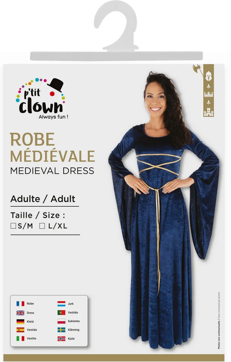 P'tit Clown Abito Medievale Donna Blu L-XL Elegante