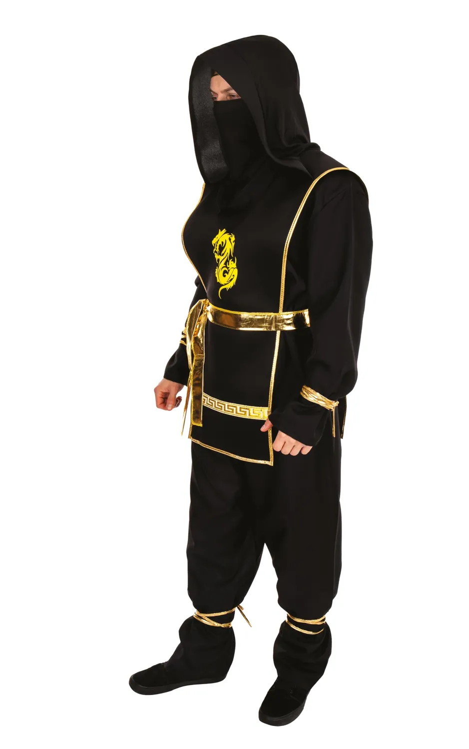 P'tit Clown Costume Ninja Adulto Nero Oro L-XL Poliestere