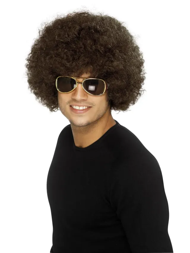 Smiffys 70s Funky Afro parrucca nera adulto voluminosa